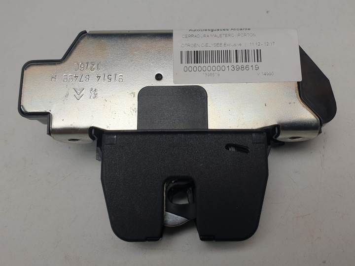 CERRADURA MALETERO / PORTON 9677220380 CITROEN C-ELYSÉE Autodesguaces Alicante