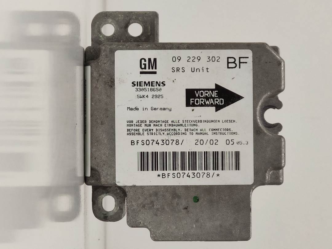 CENTRALITA AIRBAG - 09229302 - OPEL - ASTRA G BERLINA