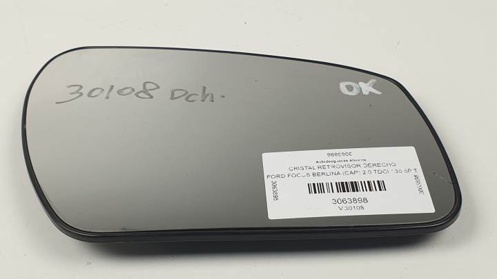 CRISTAL RETROVISOR DERECHO FORD FOCUS BERLINA (CAP) Autodesguaces Alicante